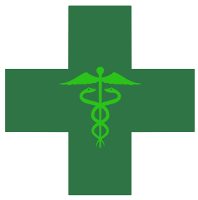 Green cross - symbol of medical cannabis, or medical marijuan